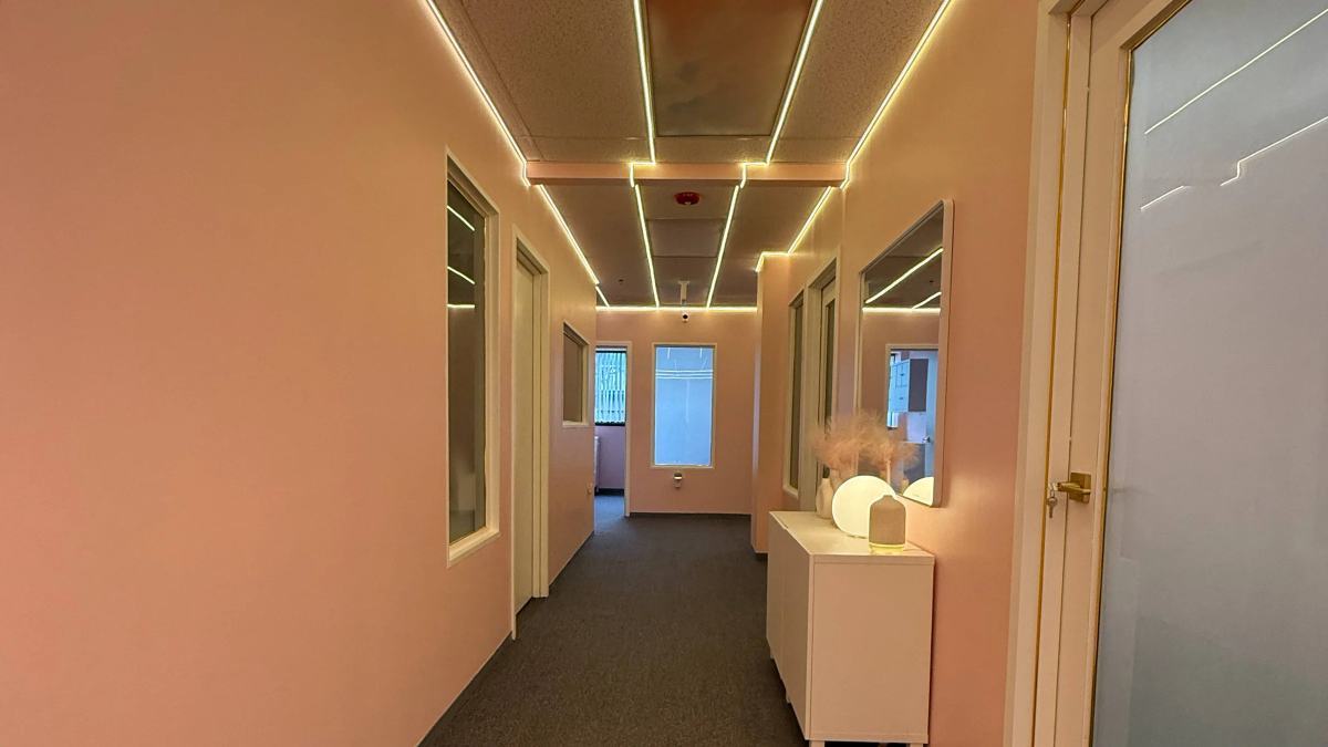 The hallway to the spa